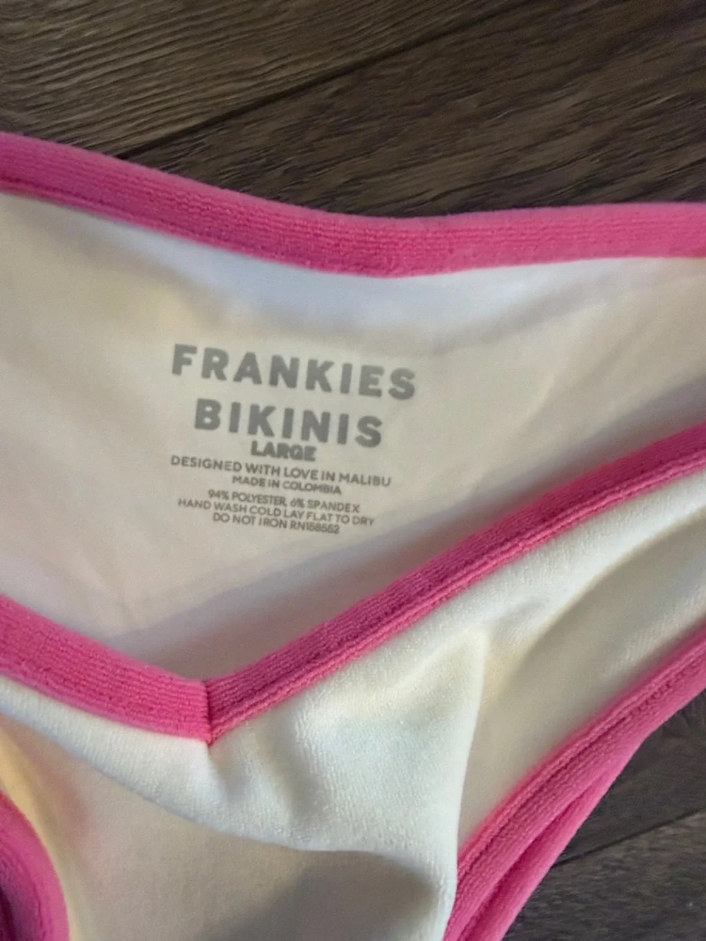 Frankie’s bikinis “Connor” Terry Cheeky Bikini Bottom - Strawberry Shortcake